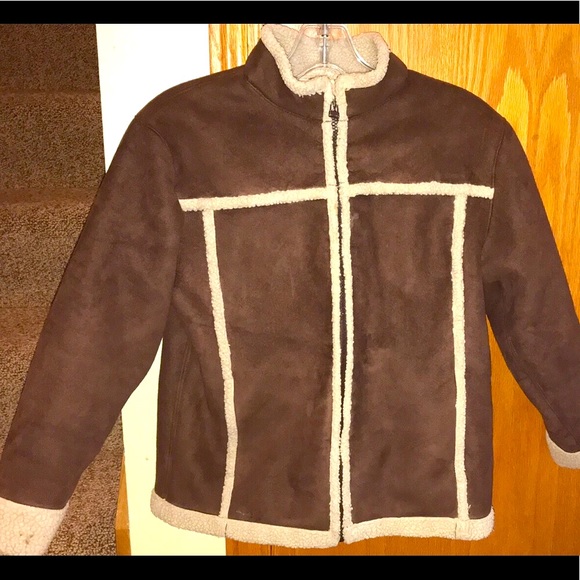 Hanna Andersson Size 10 girl VEGAN sherpa fleece faux shearling jacket coat VGUC - Picture 1 of 8